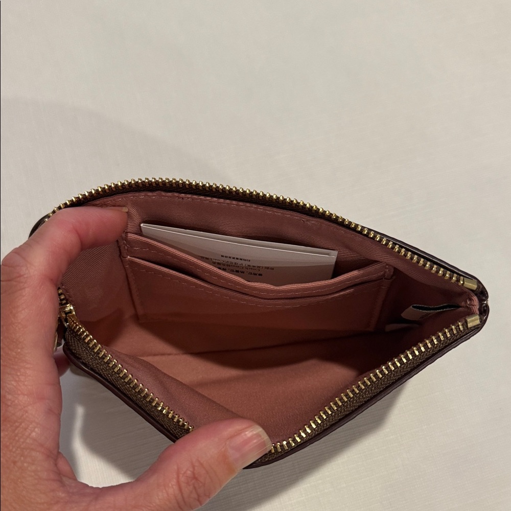 Coach Signature Brown Wristlet with Pink Stripe - Picture 4 of 9